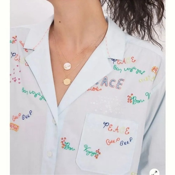 MAEVE x ANTHROPOLOGIE The Clarissa High-Low Buttondown Beaded Peace Size 00 - Picture 3 of 13